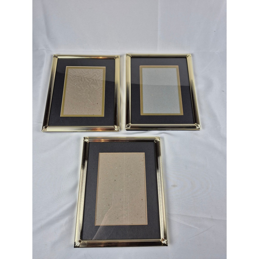 Set of 3 Burnes of Boston Gold Tone Picture Frames 8x10 Desk Tabletop Decor Gift